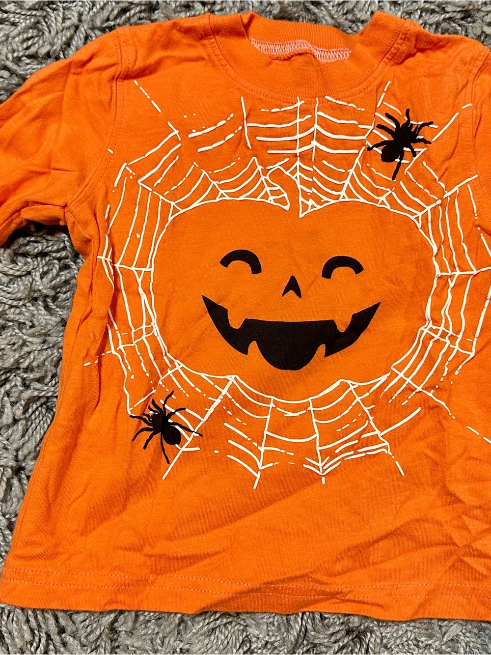 Carter's Orange Halloween Pumpkin Spider Long Sleeve Tee